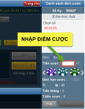 Nhập điểm cược